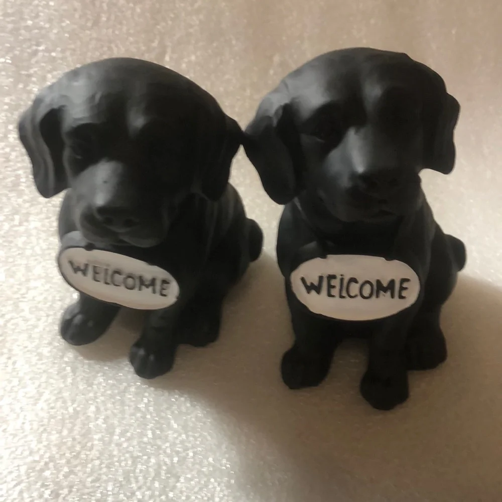 Black Welcome dogs -sets of 2 - Picture 1 of 16